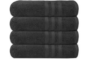 Pristine Linen Premium 100% Cotton Bath Sheets, 30x60 - Pack of 4 Terry Towels for Bathroom Shower Pool Spa Gym, Soft Absorbent Plush - Charcoal Grey