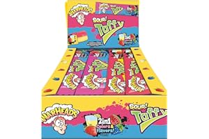 POPUPS! LOLLIPOP WARHEADS Sour Taffy 2-in-1 Chewy Bars - Candy Variety Pack - Assorted Flavors, Individually Wrapped Chewy Bars - Bulk Taffy - Gluten Free Candy - Box of 24