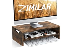 Zimilar Monitor Stand Riser, 2 Tiers Laptop Computer Monitor Riser for PC Screen, iMac, Desktop Wooden Screen Monitor Stand Riser with Storage for Home Office
