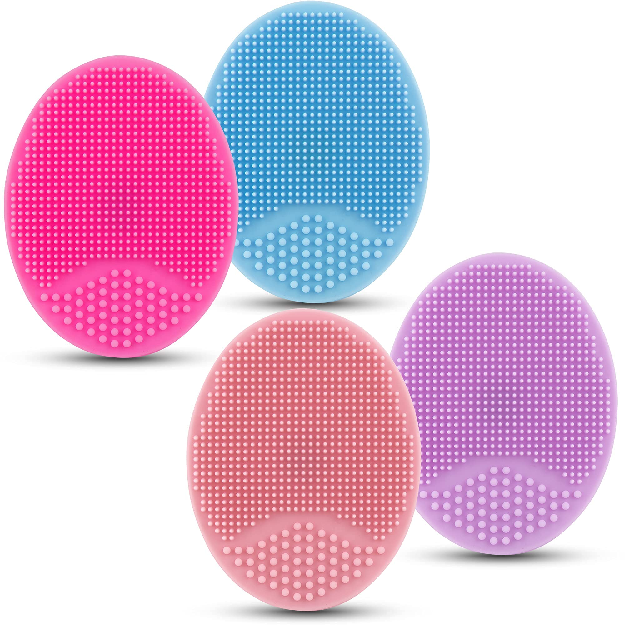 Facial Cleansing Brush Silicone Face Massager Brush Face Scrub Pads for Exfoliating, Anti-Aging Skin Cleanser and Deep Exfoliator Makeup Tool for All Skin Types (4PCS Color Random)