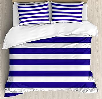 Amazon Com Ambesonne Striped Duvet Cover Set King Size Nautical