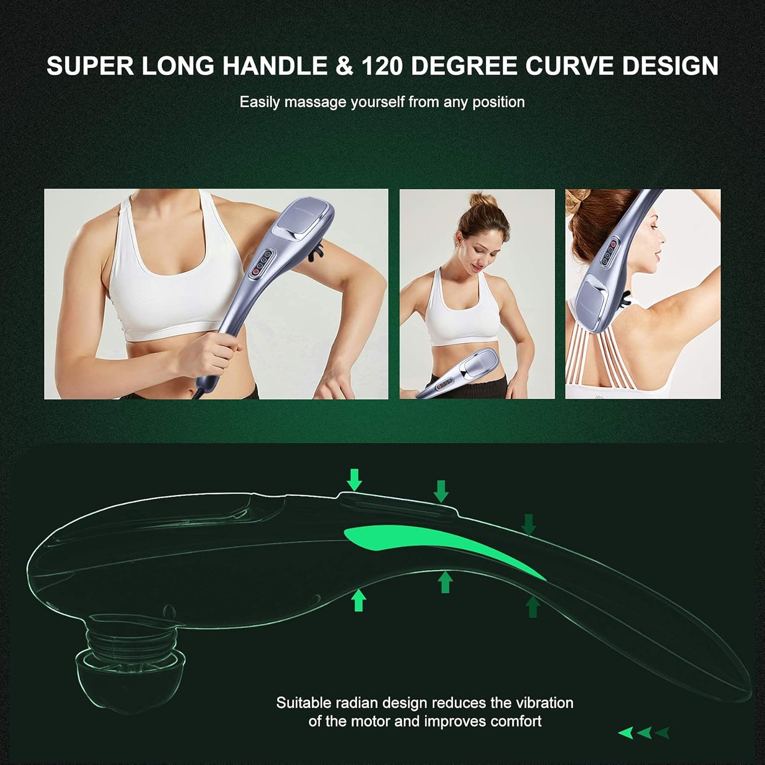 MegaWise Massager Handheld Deep Tissue Neck Back Massager for Shoulders, Waist, Legs, 3600 RPM Powerful Motor Electric Neck Massager with 5 Nodes & 5 Speeds, Knotty Muscle Relief: Health & Personal Care