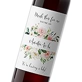 Pregnancy Announcement Wine Labels ● Set of 5 ● Drink This for Me - You’re an Auntie to-Be, Baby Reveal Wine Bottle Label for Friends, Sisters, Cousins Sticker, Card Alternative Waterproof (Blush)