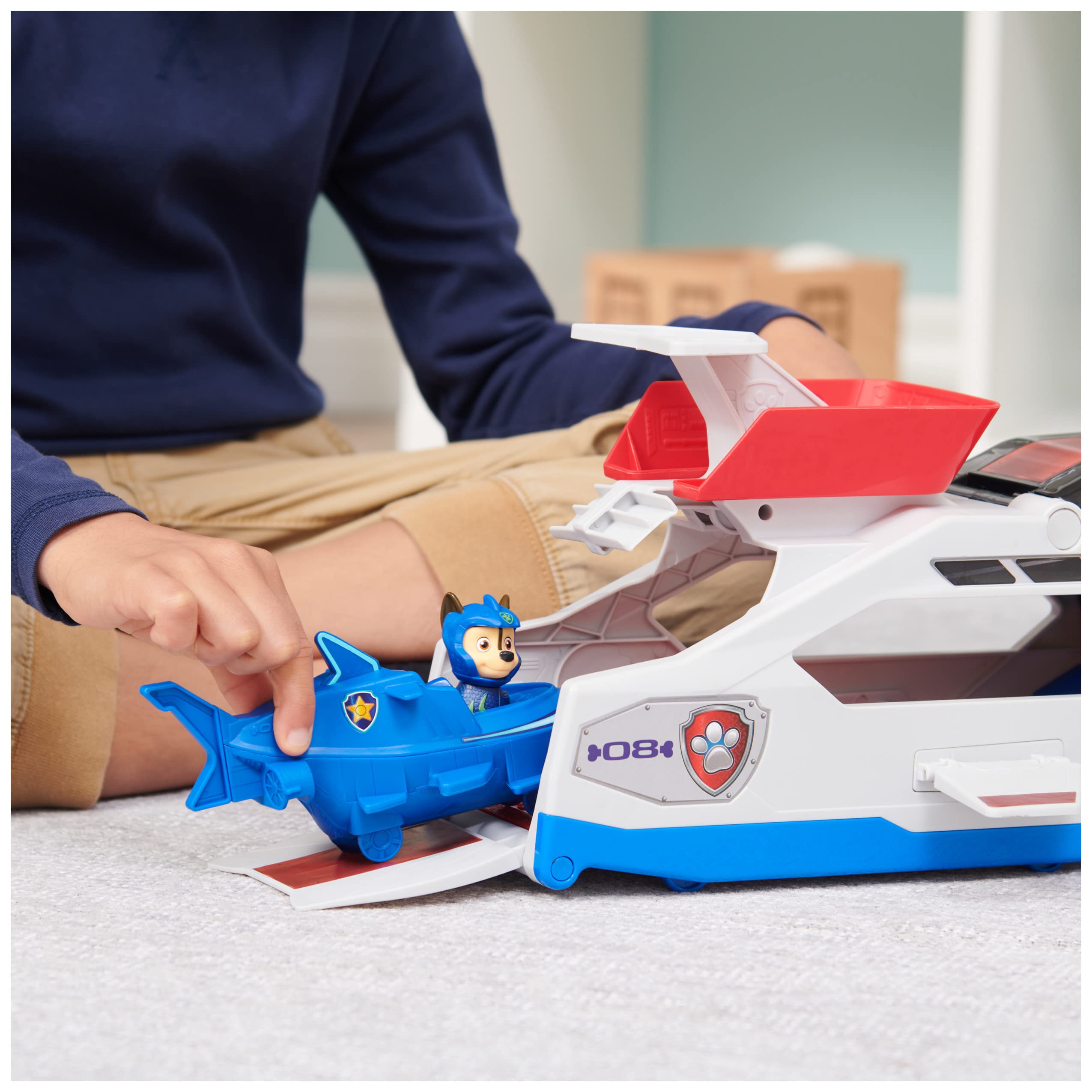Paw Patrol Aqua Pups Whale Patroller Team Vehicle with Chase Action Figure, Toy Car and Vehicle Launcher, Kids Toys for Ages 3 and up