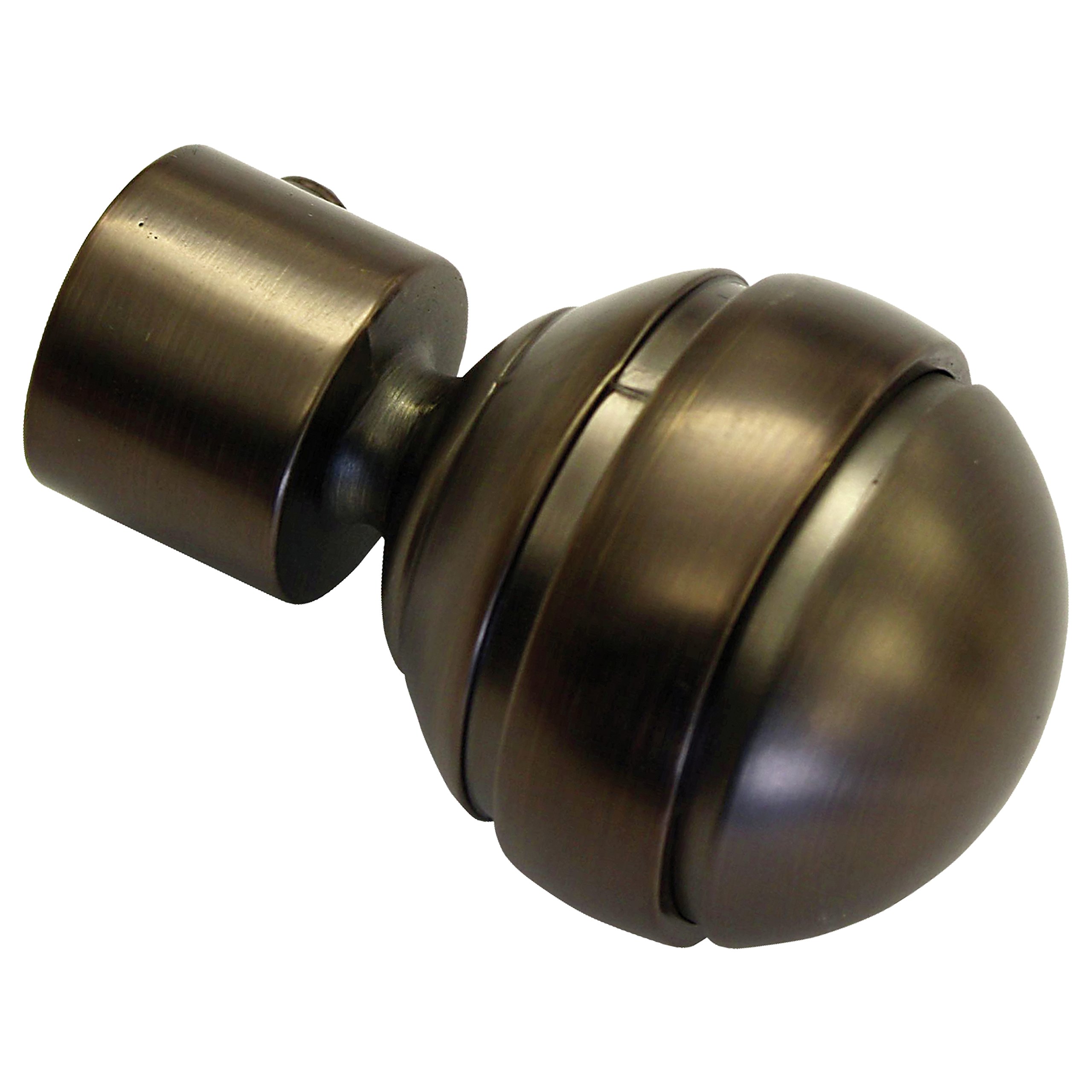 Gardinia End Caps for Curtain Rods, 2 x Finial Ball, Chicago Series, Metal, Bronze, 20 mm Diameter