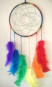 Now Is Now Rainbow Dream Catcher Color Feather Beaded Wheel Dreamcatcher 6 x 15 inches (15.2 x 38 cms)