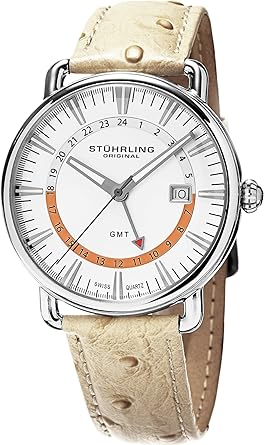 stuhrling original men's gmt stainless steel bracelet watch