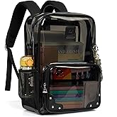 Caoroky knight Clear Backpack Heavy Duty Transparent Laptop Backpacks 15.6 Inch See Through TPU Travel Daypack Large College Bookbag for Women Men Teens Girls Boys students-Black