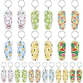 Huquary Flip Flop Keychains Bulk Fun Key Chains Small 2.36 x 1.18 Inches Hawaii Souvenirs Goody Bag Fillers for Summer Backpack Purse Luggage Birthday Luau Beach Pool Parties (24 Packs,Summer)