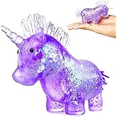 ZTATU Unicorn Glitter Squishy Ball, Stress Balls for Kids with Focus & Autism, Sensory Fidget Toys for Kids, Party Favors Stress Relief Toys for Office, School, Travel, Easter Basket Stuffers (Purple)