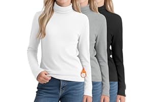 LessonZoo 3 Pack Girls Turtleneck T Shirt, Fleece Mock Neck Thermal Tops Long Sleeve Kids Sweater Soft Base Layer Undershirt