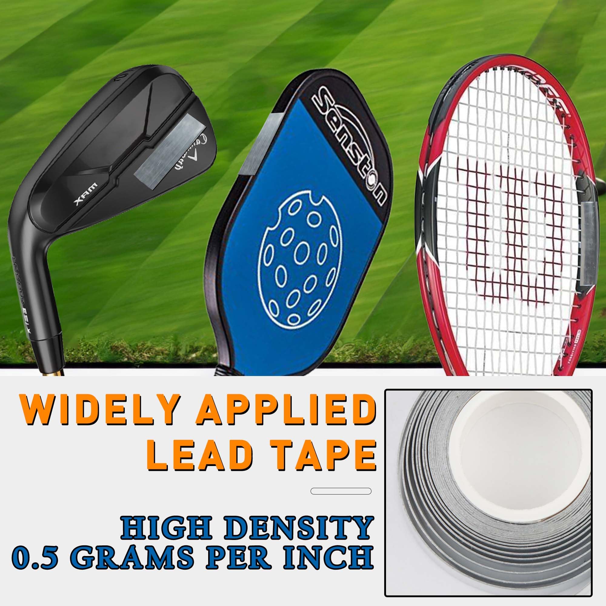 0.5 Grams Per Inch High Density Lead Tape | 1/2''x 100'' Adhesive Lead Tape | Add Swing Weight for Golf Tennis Racket Pickleball Paddle Adjust Weight