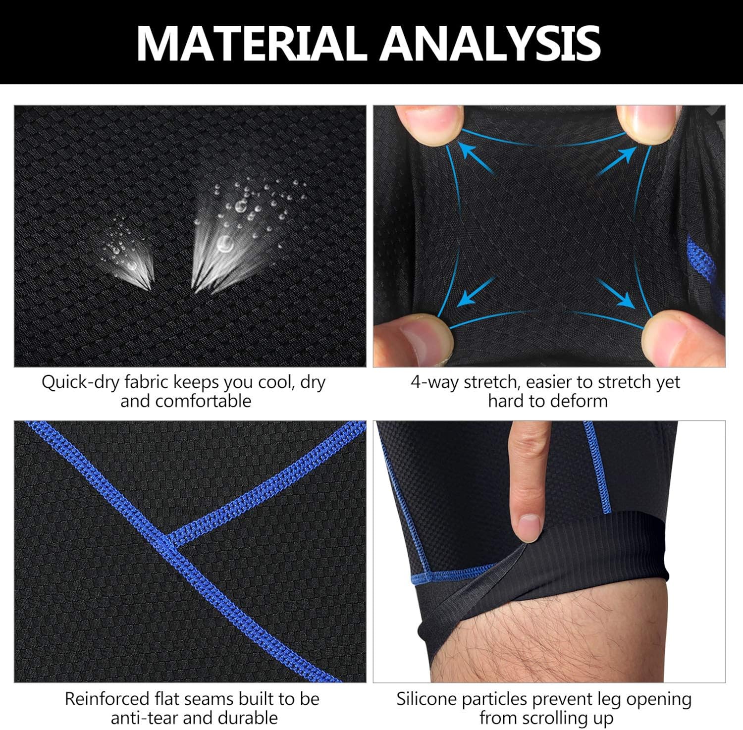 NICEWIN Men's Cycling Shorts Underwear MTB Bike Motorcycle Compression Pants with Wider 3D Pad 1.8 Inch Antislip Leg Opening: Clothing