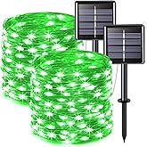 JMEXSUSS 2 Pack St Patricks Day Solar Lights, Each 33ft 100 LED Green Solar Lights Outdoor, Waterproof Fairy String Light for Outside Patio Garden Party Tree Christmas Decorations