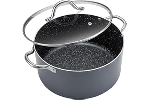 BEZIA 12 Quart Cooking Pot, Large Non Stick Induction Stock Pots with Lid, All Stove Compatible, 12 QT Aluminum Soup/Stew Pot