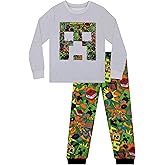 Minecraft Pajamas, Creeper Boys Pajamas For Kids, Gaming Boys Pjs, Long Sleeve Pjs For Kids