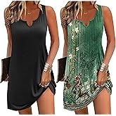 Ekouaer Nightgowns for Women 2 Pack Tank Night Gown Sleeveless Sleep Shirt V Neck Chemise Soft Night Shirt Ladies Sleep Dress