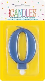 Unique Dazzling Metallic Blue Zero Birthday Candle - Cake Topper 1 Pc view 2