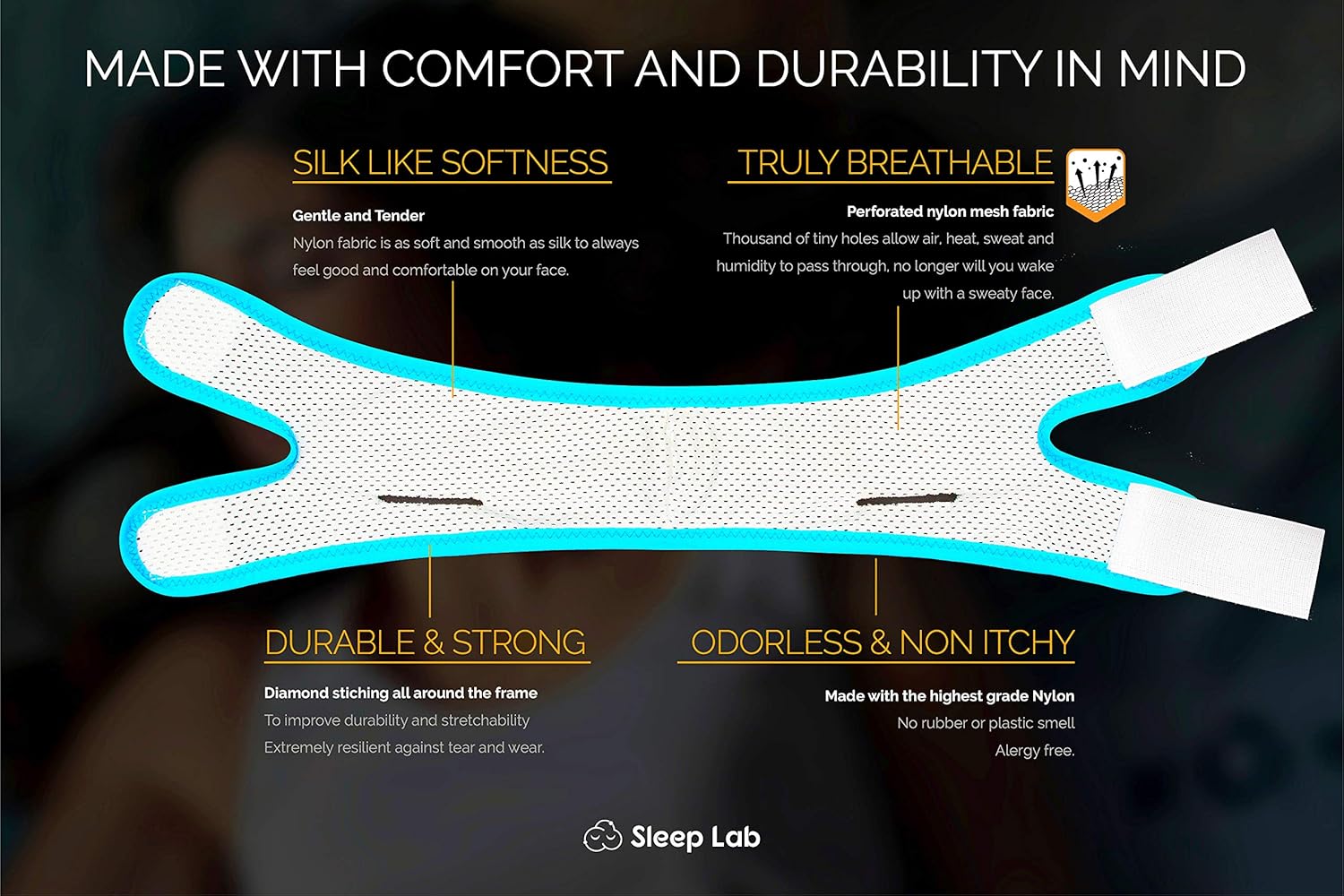 New 2019 Sleep Lab's Best Anti Snoring Chin Strap, Soft, Breathable Material, Voted Best Snore Strap in North America, Anti Snoring Devices, Anti-Snore Strip, Sleep Aid for Men, Women and Cpap Users: Health & Personal Care