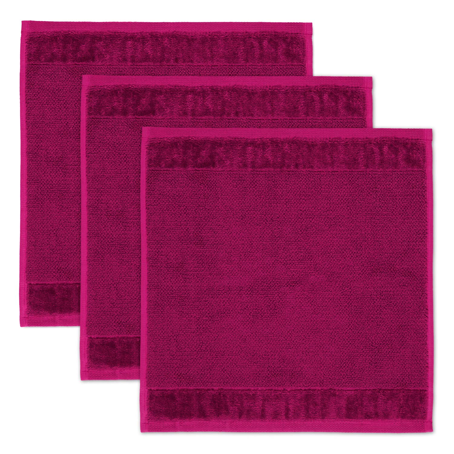 Möve Bamboo Luxe set of 3 soap cloths 30 x 30 cm made of 60% cotton / 40% viscose from bamboo cellulose, berry