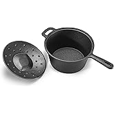 Commercial Chef 2-Qt. Saucepan with Lid, Pre-Seasoned Cast Iron, Integrated Handles, Works on All Cooktops Including Inductio