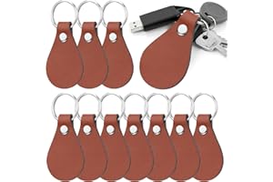 Tikjiua Leather Key Fob Kit - 10 Pcs PU Leather Key Fobs with Rivets and Keychain Ring,Leather Keychains Holder for Keychain Making Leather Craft Working