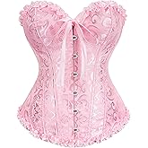 Alivila.Y Fashion Womens Vintage Floral Denim Overbust Corset Bustier Top