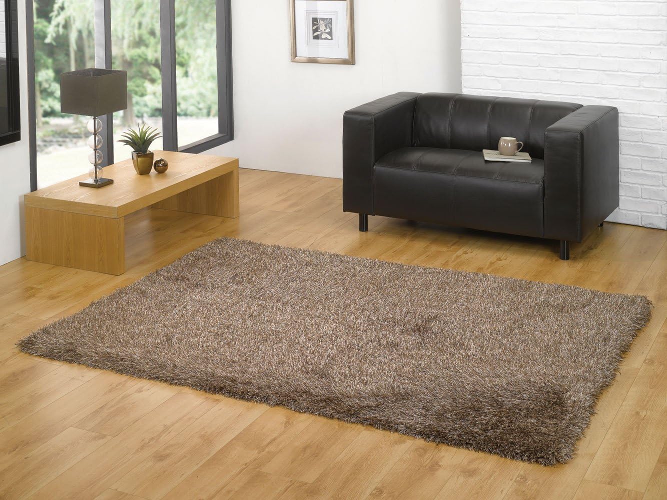 Lord of Rugs Large Circle Quality Shaggy Rug in Beige Mix