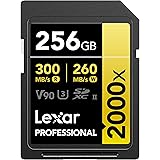 Lexar 256GB Professional 2000x SDXC Memory Card, UHS-II, C10, U3, V90, Full-HD & 8K Video, Up To 300MB/s Read, for DSLR, Cine