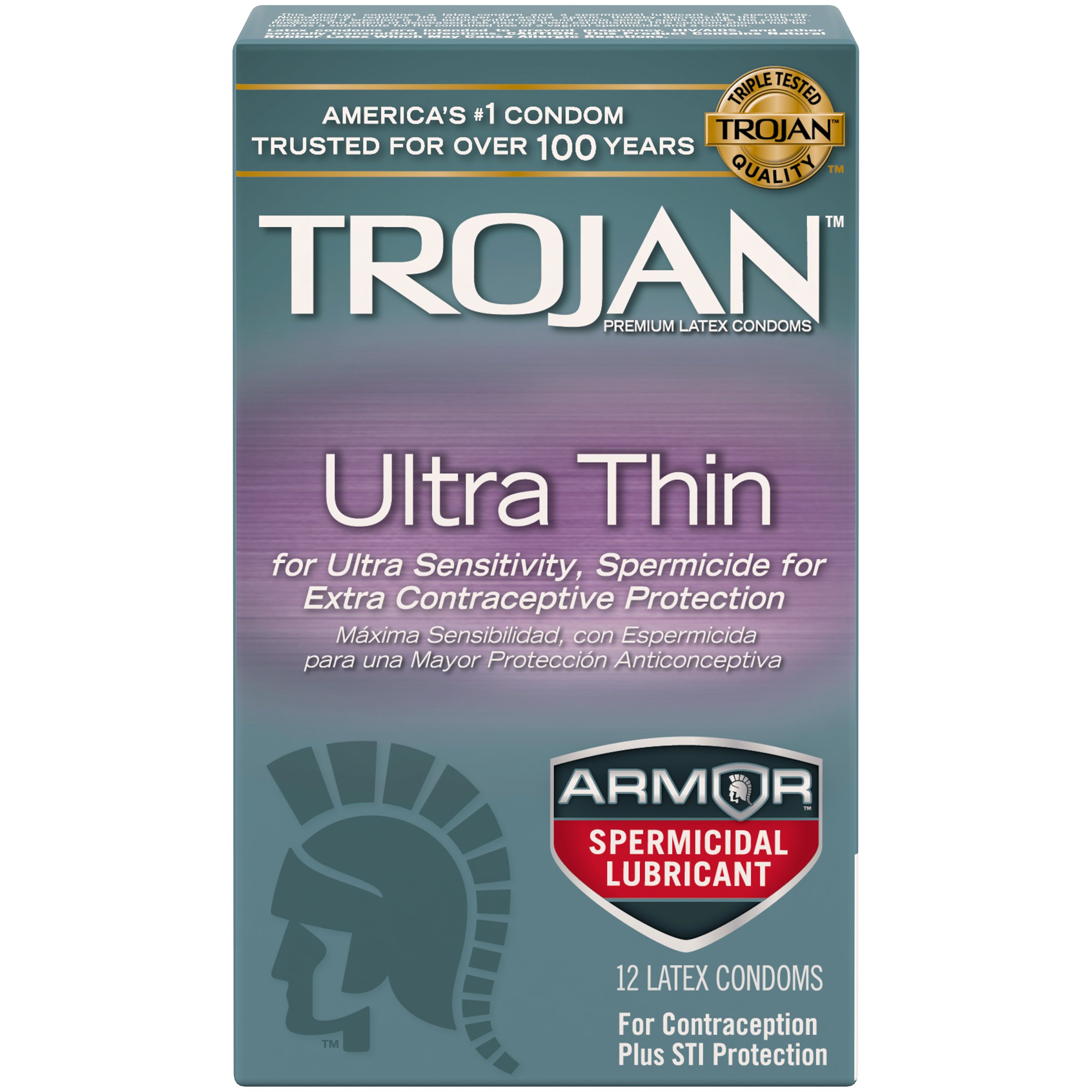 Trojan Ultra Thin Latex Condoms, Spermicidal Lubricant, 12-Count Boxes  (Pack of 3) in Kenya | Whizz Condoms