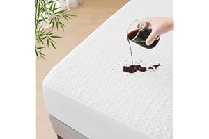 KUUP 100% Waterproof Queen Mattress Protector- Hypoallergenic Odor-Free Bamboo Rayon, Breathable Cooling 3D Air Noiseless Mat