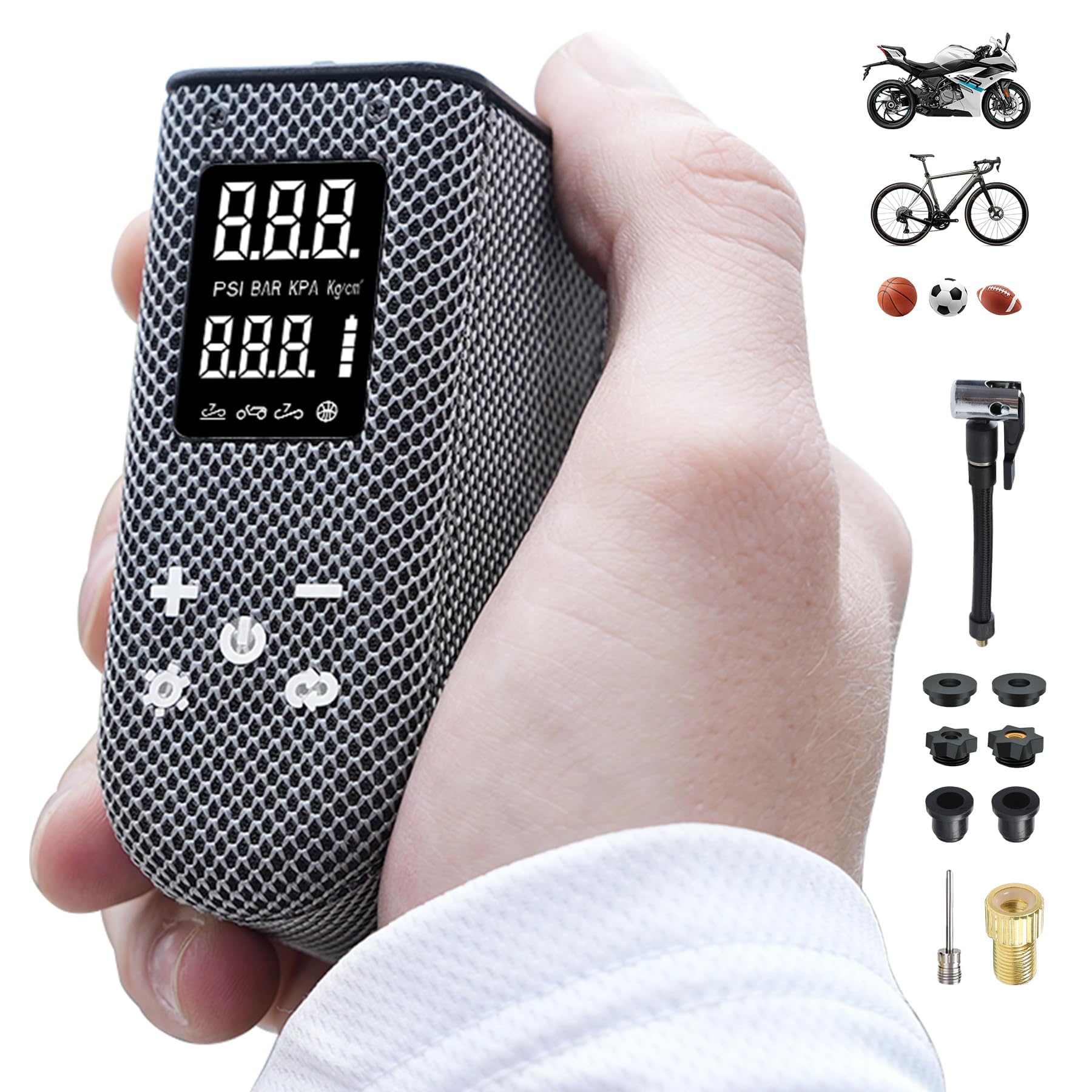 Photo 1 of BOWEICORE Mini Bike Pump, Portable Bicycle Pump with Pressure Gauge, Auto Stop Rechargable Electric Bike Pump for Road Bike, Mountain Bike, Motorcycle and Ball