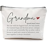 DILSJ Grandma Gifts Makeup Bag, Grandma Gifts For Christmas From Grandkids Cosmetic Bags For Women, Grandmother Gift Zipper Makeup Pouch Travel Organizer Toiletry Bag