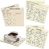 24 Pcs Library Due Date Card Book Coasters, Book Themed Party Favors Book Club Gifts for Book Club Decorations Library Decor Bookish Gifts Librarian Giftss