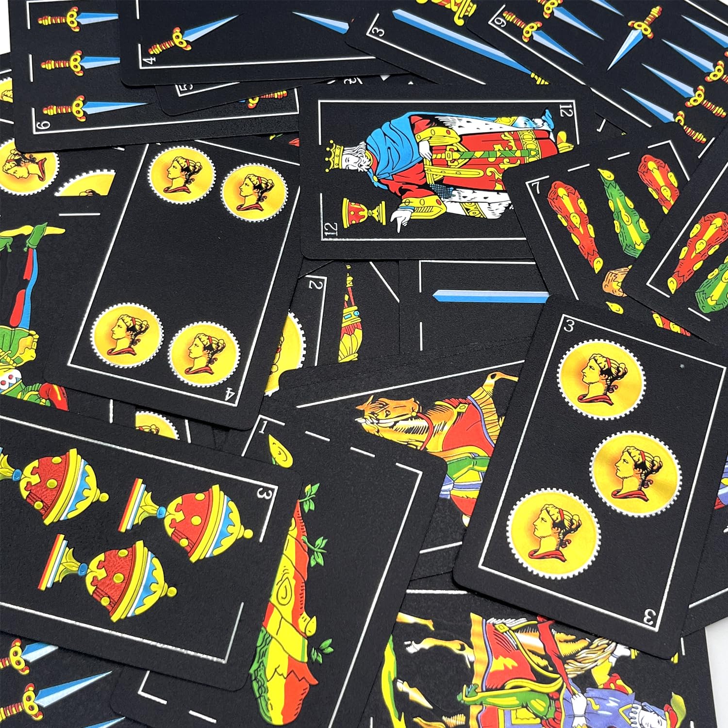 Spanish Playing Cards, Original Spanish Cards Games, Briscas Cards Puerto Rico, Original Spanish Deck of Cards, Mexican Playing Cards [Luxury Black-Gold Foil Classic] [PVC Waterproof] (1 Pack)