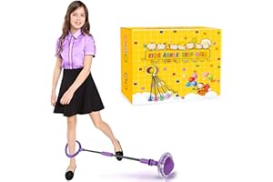 Cingfanlu Skip Ball for Kids, Skip it Foldable Colorful Flash Wheel Boys Girls Toys, Indoor Outdoor Jump Rope Game Toys for Adults and Age 5 6 7 8 9 10 Years Old