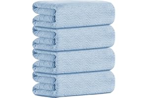 JUNSEY Blue Bathroom Towels Set Of 4, 35x70 Inches Oversized Bath Towels Extra Large 600 GSM Microfiber Shower Towels Ultra Soft Absorbent Quick Dry Towel Bath Sheets Towels For Adults Bathroom Hotel Spa