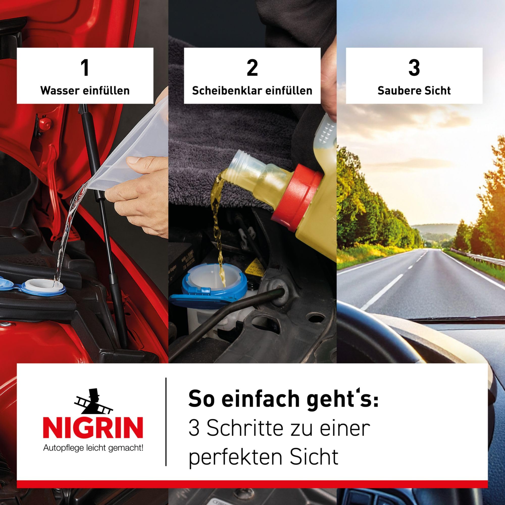 NIGRIN Scheibenklar Konzentrat 1:4 Citrus | 3 Liter | Reinigungszusatz für Autoscheiben und Scheinwerfer | integrierte Ausgießhilfe | entfernt Insekten, Fett | schlierenfrei | sehr ergiebig | ab 5°C 4