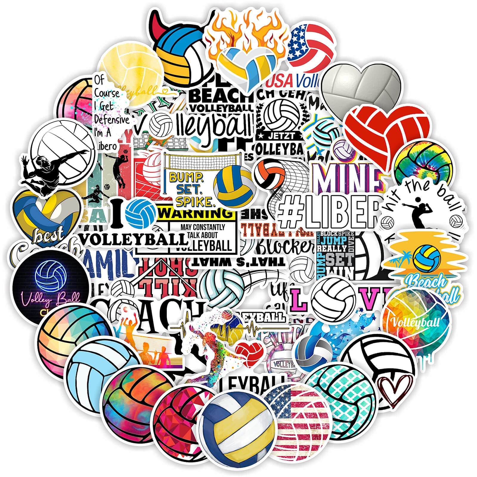 Volleyball Stickers, 100PCS Motivational Volleyball Water Bottle Stickers for Kids, Anywhere You Need Vinyl Waterproof Stuff