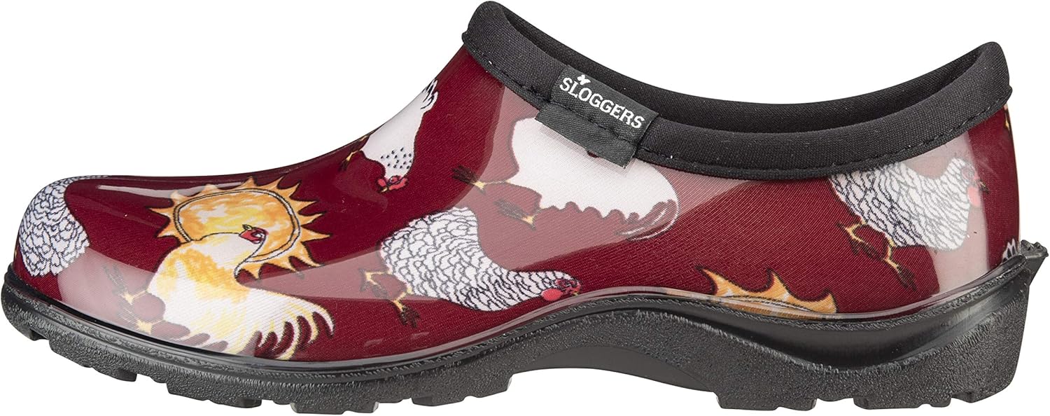 Sloggers Women's Waterproof Rain and Garden Shoe with Comfort Insole, Chickens Barn Red, Size 9, Style 5116CBR09: Garden & Outdoor
