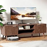 JMGJOY TV Stand for Living Room,Wooden Entertainment Center with Fluted Wave Doors, Media Console Table with Storage Cabinets for 45/50/55/60 inch TV, Suitable for Bedroom (Walnut)