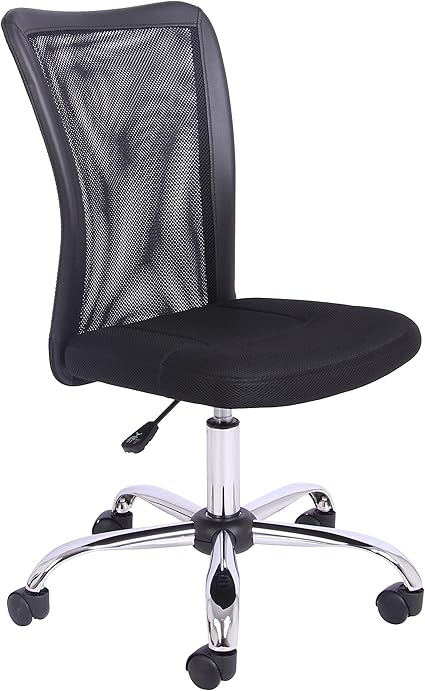 Office Essentials Mesh Office Chair No Arms Swivel Chair For Desk Computer Chair For Home Wheels Black Amazon Co Uk Kitchen Home