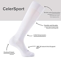 CelerSport 2 Pack Soccer Softball Baseball Socks