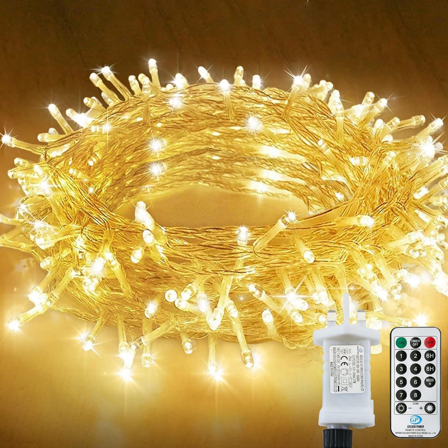 Fairy Lights Waterproof,220LED 22M Fairy Lights Plug in,String Lights Main Powered with Remote Control,8 Mode Christmas Lights Indoor/Outdoor for Tree Wedding Party Room Decorations(Warm White)