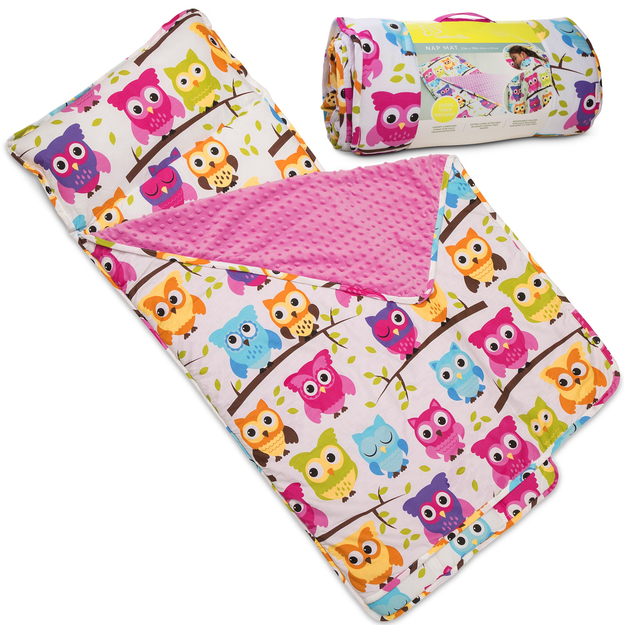 Kids Nap Mat with Removable Pillow Soft, Lightweight Mats, Easy Clean