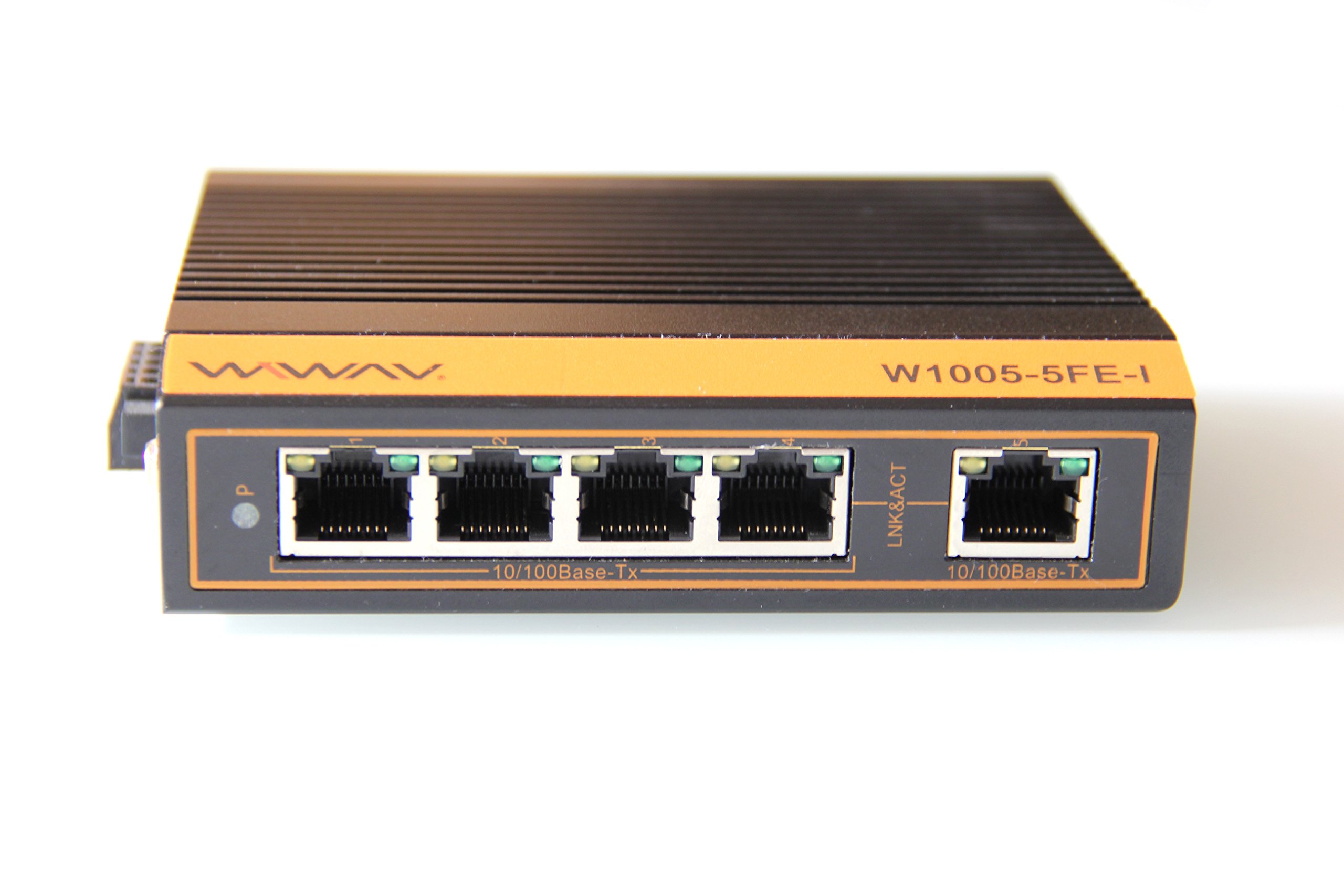 WIWAV W1005-5FE-I 10/100Mbps Unmanaged 5-Port Industrial Ethernet Switches with DIN Rail/Wall-Mount (UL Listed, Fanless, -40°C~85°C)