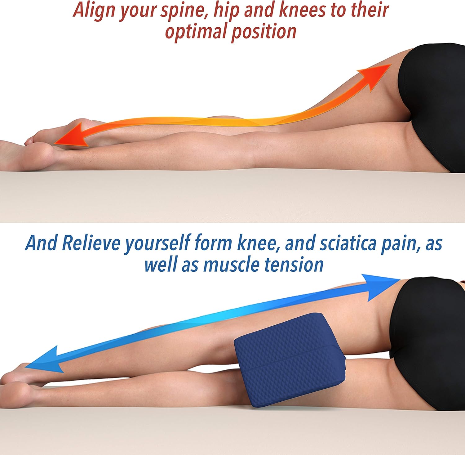 MODVEL Orthopedic Knee Pillow | Memory Foam Cushion For Hip, Sciatica & Lower Back Pain Relief | Provides Support & Comfort (MV-104): Home & Kitchen