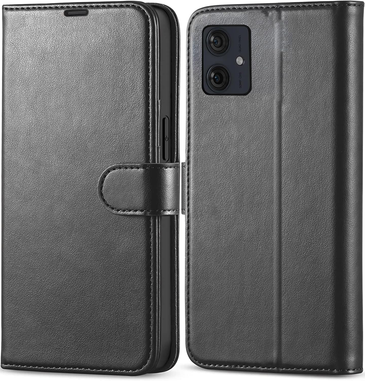 KP TECHNOLOGY Moto G54 5G Case, Motorola Moto G54 5G Book Flip Leather Wallet Cover with Card Slots for Motorola Moto G54 (BLACK)