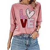 Dokotoo Women's 2026 Fashion Tops 3/4 Sleeve T-Shirts Cute Crewneck Basic Business Tees Blouses