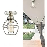 WISBEAM Brushed Nickel Semi Flush Mount Ceiling Light Fixture, Small Cage Ceiling Light E26 Medium Base MAX 60W, Metal Housin